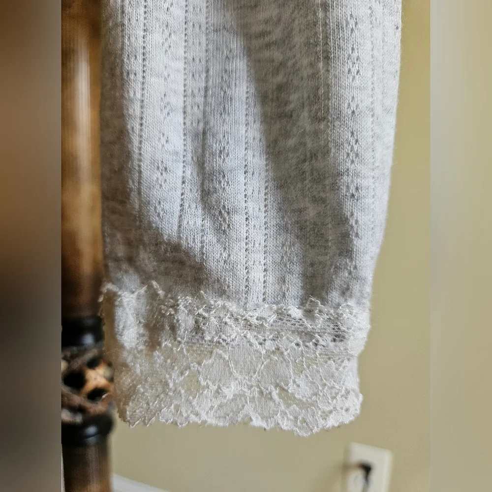 NWOT Free People Intimately long sleeve top with lace details in gray - Picture 13 of 15